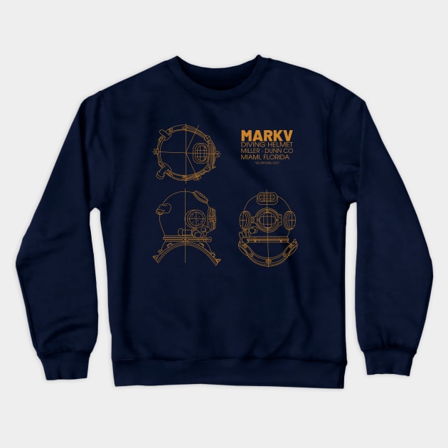 Thousand Fathoms: Mark V Diving Helmet Blueprint Schematic Crewneck Sweatshirt by fatbastardshirts